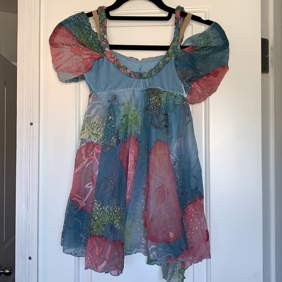 Revolution dancewear lyrical costume light blue/multicolor.  Size MC - Picture 3 of 5